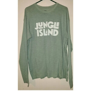 MV Sport Jungle Island Spellout T-Shirt Men's 2XL Cotton Blend Long Sleeve (R)
